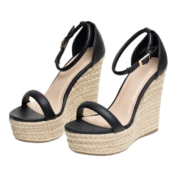 Bamboo Espadrilles Size 10 Open Toe - Picture 1 of 7